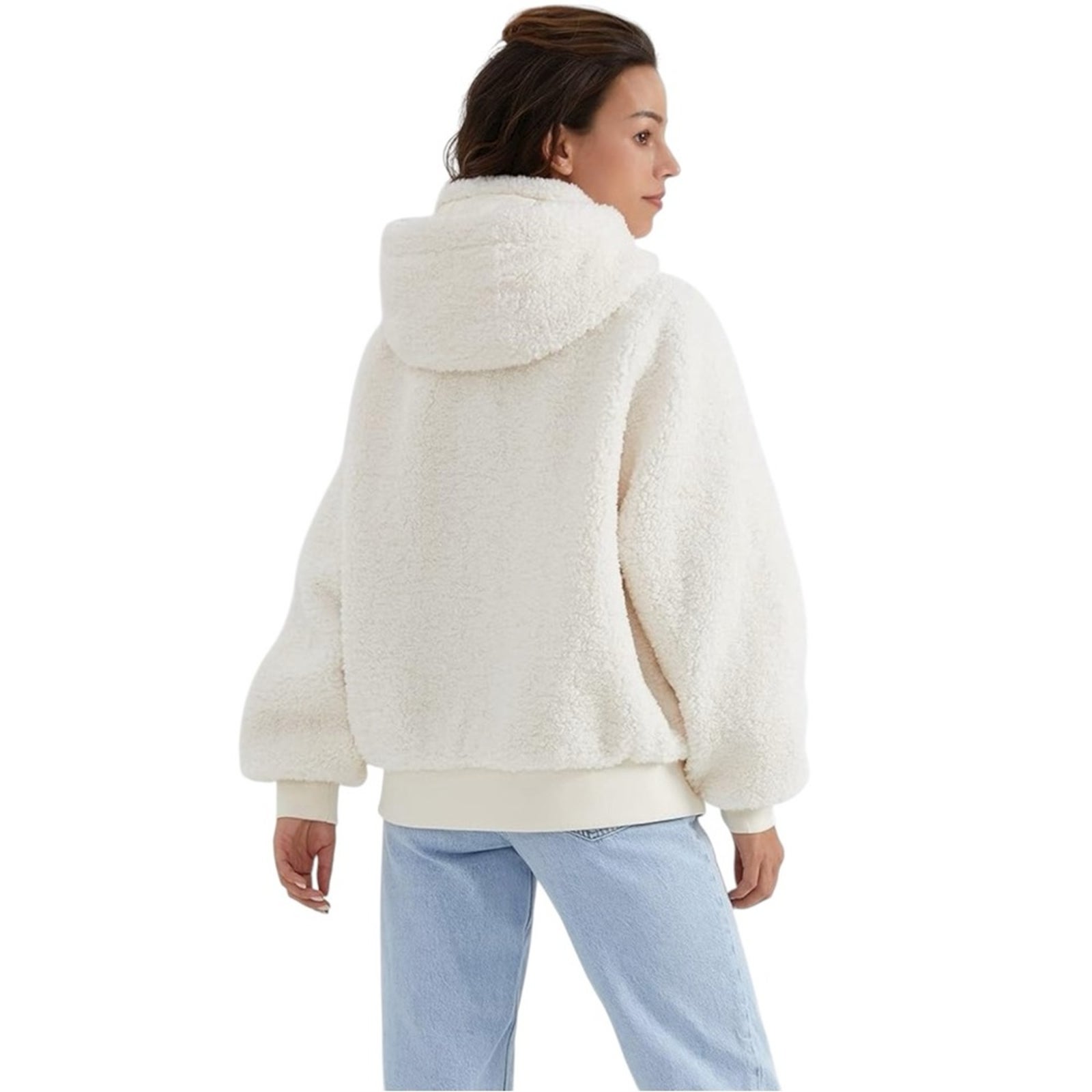 Orolay Full-Zip Oversized Sherpa Fleece Jacket Off White Cream Medium Nwt — image 5 of 8